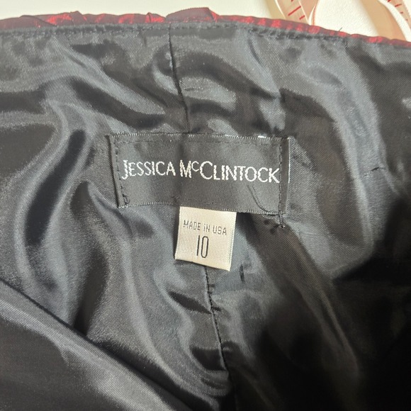 Vintage Jessica McClintock Burgundy Strapless Gown 90s Formal Prom Dress L 16–18 - Picture 15 of 16